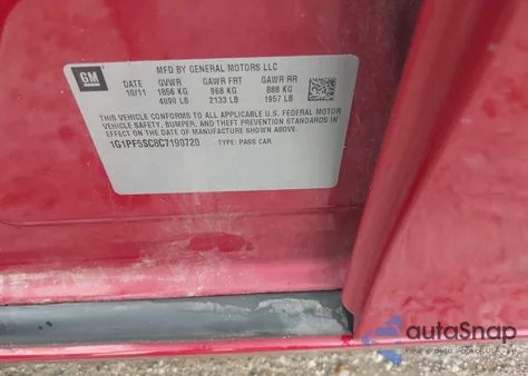 2012 Chevrolet Cruze 1Lt из США, поврежденный, VIN 1G1PF5SC8C7190720